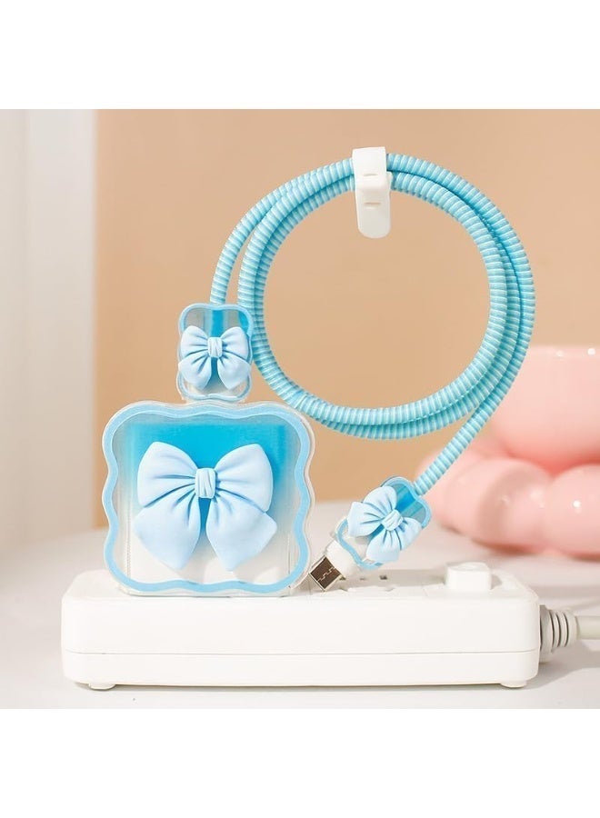 ChicAbode Cable Protector Cover, Cute Cable Protector for iPhone Charger, Kawaii Bow-Knot Data Cable Protector Anti-Bending, Data Cable USB Charger Wire Saver Protector Fit for iPhone 14 13 12 11 Pro Max-Blue - Image 5